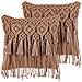 Set Di 2 Cuscini Bamian Cotone 45 X 45 Cm Marrone Chiaro Trama Geometrica - Foto miniatura 5