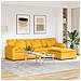 Divano Modulare con Poggiapiedi e Cuscini Giallo Chiaro - Foto miniatura 2