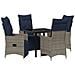 Set da Pranzo per Giardino  da 5 Pezzi con Cuscini Grigio Rattan Sintetico, Tavolo Giardino  Nero 80x80x73 cm in Vetro Temperato - Foto miniatura 1
