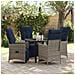 Set da Pranzo per Giardino  da 5 Pezzi con Cuscini Grigio Rattan Sintetico, Tavolo Giardino  Nero 80x80x73 cm in Vetro Temperato - Foto miniatura 2