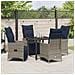 Set da Pranzo per Giardino  da 5 Pezzi con Cuscini Grigio Rattan Sintetico, Tavolo Giardino  Nero 80x80x73 cm in Vetro Temperato - Foto miniatura 4
