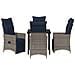 Set da Pranzo per Giardino  da 5 Pezzi con Cuscini Grigio Rattan Sintetico, Tavolo Giardino  Nero 80x80x73 cm in Vetro Temperato - Foto miniatura 7