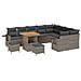 Set di Divano da Giardino a 12 Pezzi con Cuscini Grigio Polyrattan Acacia,  Set da Pranzo da Giardino a 3 Pezzi con Cuscini Grigio Polyrattan Acacia - Foto miniatura 1