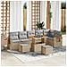 Set divani giardino 9 pezzi con cuscini Beige Rattan Acacia, Set pranzo giardino 3 pezzi con cuscini Beige Rattan Acacia - Foto miniatura 2