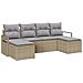 Set di divani da giardino  da 6 pezzi con cuscini Beige Poly Rattan, Divano da giardino  a 2 posti con cuscini Beige Poly Rattan - Foto miniatura 1