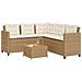 Divano da Giardino con Tavolo e Cuscini a L Beige in Polyrattan - Foto miniatura 2