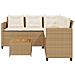 Divano da Giardino con Tavolo e Cuscini a L Beige in Polyrattan - Foto miniatura 4