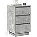 Comodino con illuminazione LED Grigio cemento 39x34,5x65 cm Legno ingegnerizzato - Foto miniatura 3