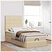 Struttura Letto Pouf con Materasso Crema 90x190 cm in Tessuto - Foto miniatura 3