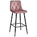 Sgabello da bar KODA - Velluto rosa scuro con gambe nere x 4 - Foto miniatura 2