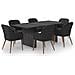 Set Da Pranzo Da Giardino 7 Pz In Polyrattan Nero - Foto miniatura 1