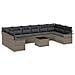 Set di divani da giardino  10 pezzi con cuscini in polirattan nero, Divano da giardino a 2 posti  con contenitore e cuscini in polirattan grigio - Foto miniatura 1