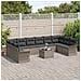Set di divani da giardino  10 pezzi con cuscini in polirattan nero, Divano da giardino a 2 posti  con contenitore e cuscini in polirattan grigio - Foto miniatura 3