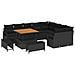 Set di divano da giardino a 12 pezzi con cuscini in polyrattan nero e acacia,  Set da pranzo da giardino a 3 pezzi con cuscini in polyrattan nero e acacia,  Divano da giardino a due posti con cuscini in polyrattan nero - Foto miniatura 1