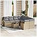 Set divani giardino 9 Pezzi con cuscini Beige Rattan Polietilenico - Foto miniatura 2