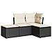 Set Divani da Giardino 4 pz con Cuscini Nero in Polyrattan - Foto miniatura 1