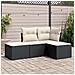 Set Divani da Giardino 4 pz con Cuscini Nero in Polyrattan - Foto miniatura 2