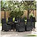 Set da Pranzo per Giardino 7 pcs Nero polyrattan - Foto miniatura 2