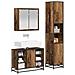 Set di mobili per il bagno con lo scaffale 3 pcs Legno vecchio - Foto miniatura 3