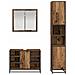 Set di mobili per il bagno con lo scaffale 3 pcs Legno vecchio - Foto miniatura 8