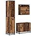 Set di mobili per il bagno con lo scaffale 3 pcs Legno vecchio - Foto miniatura 9