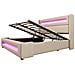 Letto In Lino Beige Con Testiera Alta, Led E Vano Contenitore - Foto miniatura 2