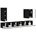 Set di Mobiletto da TV a Parete Montaggio a parete 6 pcs Nero - Foto miniatura 3