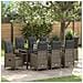 Set da Pranzo per Giardino con cuscino 9 pcs Grigio polyrattan - Foto miniatura 2
