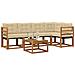 Set di divani da esterno con cuscino 6 pcs Naturale e Beige - Foto miniatura 3