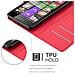 Custodia Compatibile Con Nokia Lumia 540 In Rosso Carminio - Coperchio Protettiva Con Chiusura Magnetica, Funzione Stand E Tasca Per Le Carte - Foto miniatura 3