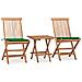 Set da Pranzo Giardino Pieghevole 3 pz Cuscino Massello di Teak - Foto miniatura 1