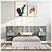 Testiera Letto Con Comodini In Legno Multistrato Grigio Sonoma - Foto miniatura 1