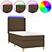 Letto a Molle Materasso e LED Marrone Scuro 90x200cm in Tessuto - Foto miniatura 1