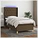 Letto a Molle Materasso e LED Marrone Scuro 90x200cm in Tessuto - Foto miniatura 4