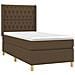 Letto a Molle Materasso e LED Marrone Scuro 90x200cm in Tessuto - Foto miniatura 7
