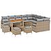 Set di divano da giardino a 13 pezzi con cuscini Rattan beige Polyrattan Acacia,  Set da pranzo da giardino a 4 pezzi con cuscini Rattan beige Polyrattan Acacia,  Divano da giardino a 2 posti con cuscini Rattan beige Polyrattan - Foto miniatura 1