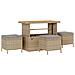 Set di divano da giardino a 13 pezzi con cuscini Rattan beige Polyrattan Acacia,  Set da pranzo da giardino a 4 pezzi con cuscini Rattan beige Polyrattan Acacia,  Divano da giardino a 2 posti con cuscini Rattan beige Polyrattan - Foto miniatura 4