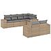 Set Divani da Giardino 7 pz con Cuscini Beige in Polyrattan - Foto miniatura 1