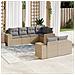 Set Divani da Giardino 7 pz con Cuscini Beige in Polyrattan - Foto miniatura 2