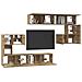 Set mobile TV Montaggio a parete 8 pcs rovere artigianale - Foto miniatura 3