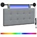 Testiera sospesa Con luce LED Grigio Chiaro Tessuto - Foto miniatura 1