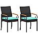 Sedie da giardino 2 pcs Nero e Turchese Polyrattan e acacia - Foto miniatura 1