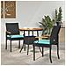 Sedie da giardino 2 pcs Nero e Turchese Polyrattan e acacia - Foto miniatura 2