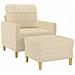 Poltrona Con Poggiapiedi Crema 60 Cm In Tessuto - Foto miniatura 3
