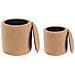 Set Di 2 Pouf Contenitore Berea Bouclé Marrone Chiaro - Foto miniatura 3