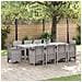 Set da Pranzo per Giardino 11 Pezzi con Cuscini Rattan Sintetico Grigio Chiaro - Foto miniatura 2