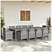 Set da Pranzo per Giardino 11 Pezzi con Cuscini Rattan Sintetico Grigio Chiaro - Foto miniatura 3