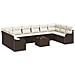 Set di divani da giardino  10 pezzi con cuscini in polyrattan grigio, Divano da giardino con cuscini  per 2 persone in polyrattan marrone - Foto miniatura 1