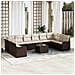 Set di divani da giardino  10 pezzi con cuscini in polyrattan grigio, Divano da giardino con cuscini  per 2 persone in polyrattan marrone - Foto miniatura 2