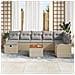 Set divano da giardino 9 pezzi con cuscini Beige Polyrattan, Divano da giardino 2 posti con cuscini Beige Polyrattan - Foto miniatura 3